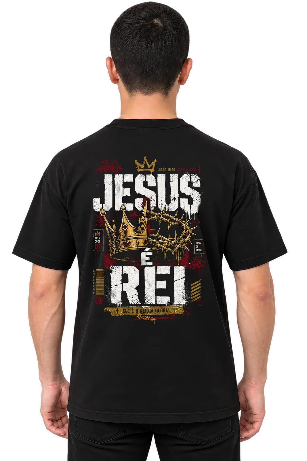 Camiseta Oversized Jesus é Rei — Preta — foto 1 de 3